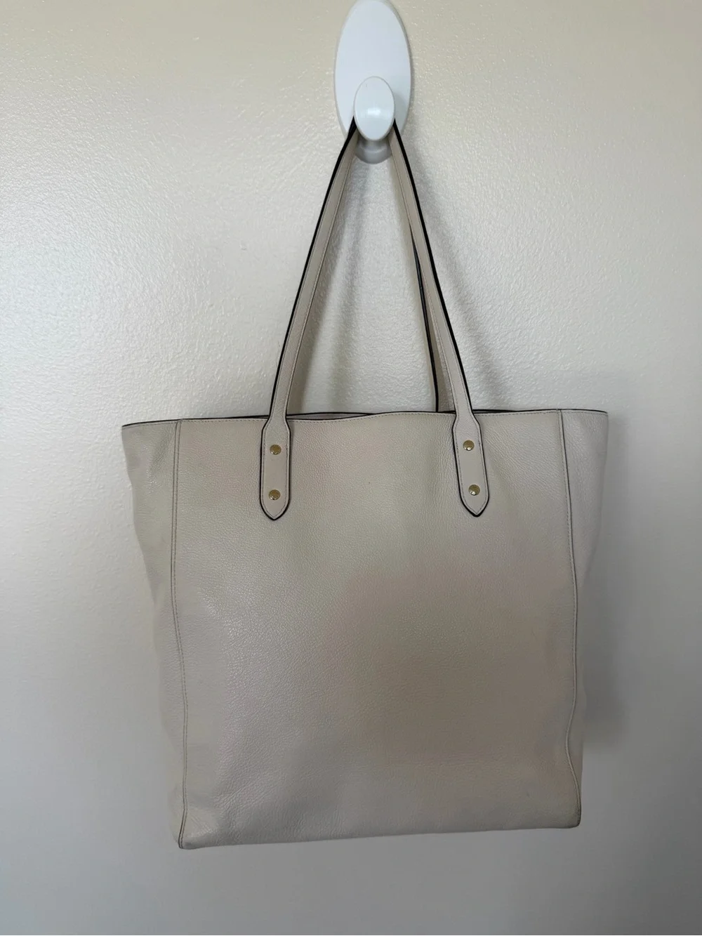 COACH Pebble Leather Town Tote in Chalk White F12184
